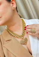 Maxi colar Valentina gold com pingente de coração dourado