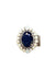 Anel Aconchegar com pedra azul e strass opal banhado no prata