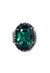 Anel oval Heloara onix com pedra verde e hematite
