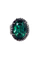 Anel oval Heloara onix com pedra verde e hematite