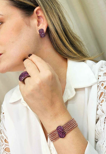 Pulseira Rainha Ametista classic banhada no vintage