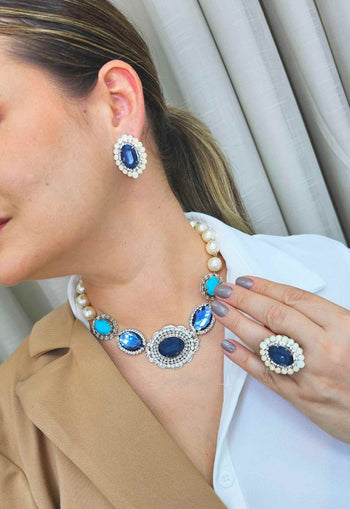 Brinco Aconchegar azul e opal