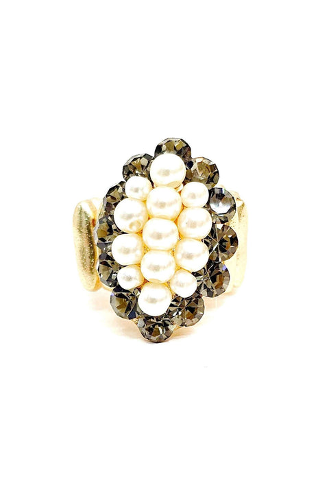 Anel Amarilis Dourado com perolas e strass
