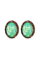 Brinco Aurélia oval com pedra menta e smoked topaz