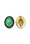 Brinco Aurélia oval com pedra menta e smoked topaz