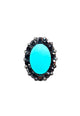 Anel Conexão oval com pedra azul e hematite banhado no grafite