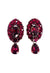 Brinco Lorena oval com pedras e gotas vermelhas banhado o vintage