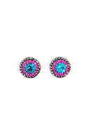 Brinco Prestigio pequeno com pedras fucsias hematite e blue zircon