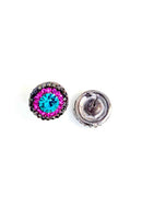 Brinco Prestigio pequeno com pedras fucsias hematite e blue zircon