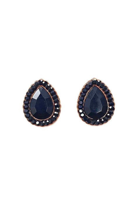Brinco Camarote black de gota com pedras pretas