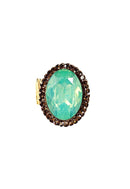 Anel Aurélia oval com pedra menta e smoked Topaz