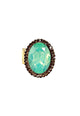 Anel Aurélia oval com pedra menta e smoked Topaz