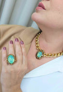 Anel Aurélia oval com pedra menta e smoked Topaz
