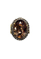 Anel Doha oval com pedras black diamond no banho ouro velho
