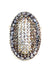 Anel impacto Silver oval com pedras grafites e cristais