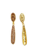 Brinco Elegance de gota com strass light colorado topaz banhado no dourado