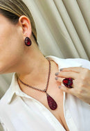 Colar Alure de gota vermelha banhado no vintage