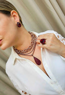 Colar Alure de gota vermelha banhado no vintage