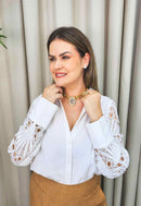 Choker Aurélia Dourada com pingente boreal