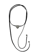 Colar choker Tivoli com courinho e pingente de coração black diamond