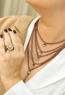 Colar Suzana vintage de veneziana e pedras peach