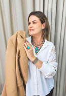 Maxi colar Dominance com pedras azuis e elos vintages