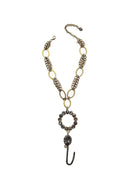 Colar Sheo ouro velho com pingente e pedras black diamond