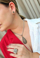 Colar Alure de gota black diamond banhado no prata