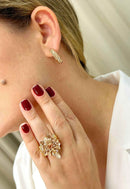 Brinco de argola Alicia com strass peach