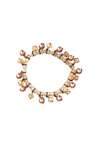 Mix de pulseiras Condessa com perolas e pingentes banhado no vintage