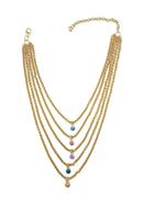 Colar Suzana gold de veneziana dourada e pedras coloridas