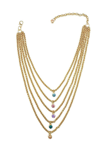 Colar Suzana gold de veneziana dourada e pedras coloridas