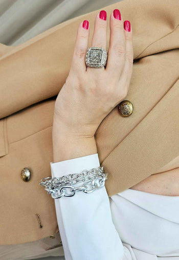 Pulseira Ebano prata de correntarias banhadas no prata