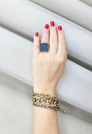 Pulseira Ebano ouro velho de correntaria banhada