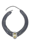 Choker Nefertari grafite com pedras cristais e venezianas onix