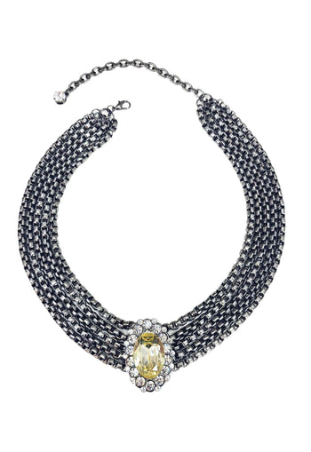 Choker Nefertari grafite com pedras cristais e venezianas onix