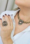 Choker Aurélia ouro velho com pingente black diamond