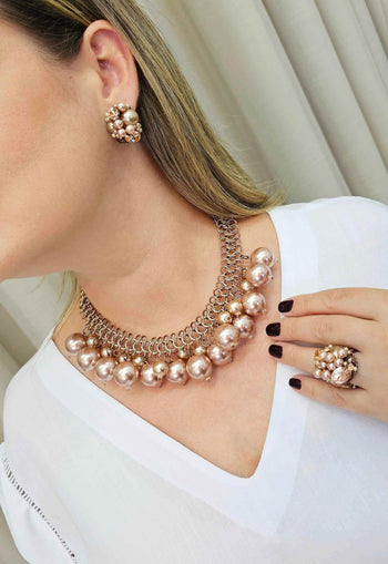 Brinco Espetáculo Vintage com perolas e strass