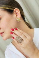 Anel Majestade vintage com strass light peach