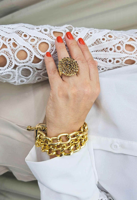 Maxi anel Filipa smoked banhado no dourado