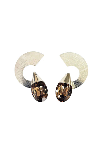 Brinco Naomi de metal prata com pedras black diamond