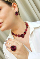 Choker Filipa Vintage com pedras vermelha
