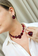 Choker Filipa Vintage com pedras vermelha