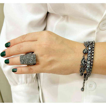 Pulseira Vivi de correntes onix e strass hematite