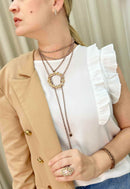 Colar Pashmina Raika rosé banhado no ouro vintage