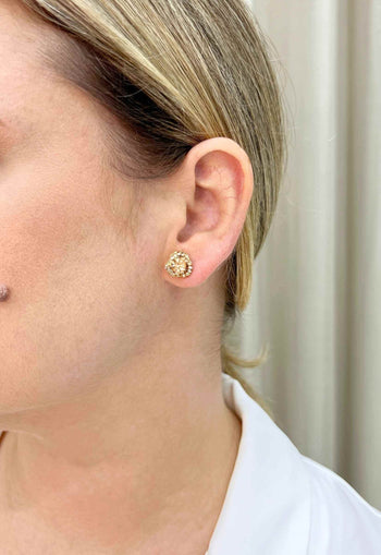 Brinco pequeno Laila rosé banhado no dourado