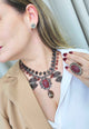 Colar Heloara vintage com pedras vinho hematite e black diamond