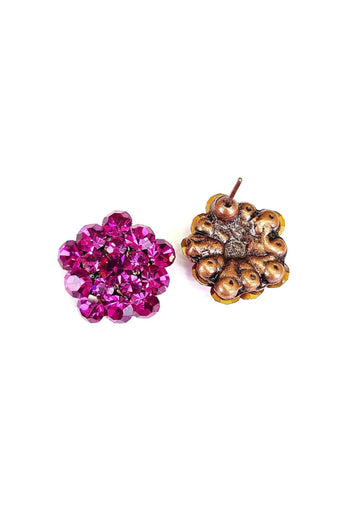 Brinco Simpatia Vintage com pedras fucsias