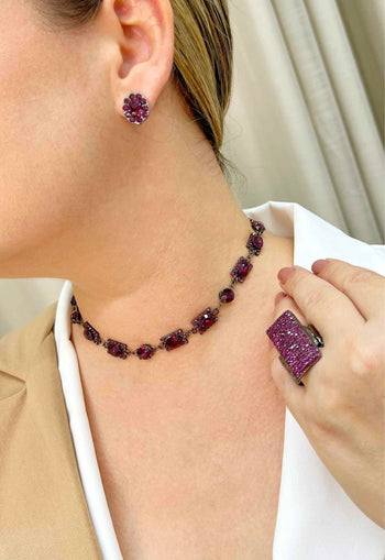 Anel Rebeca com pedras ametista