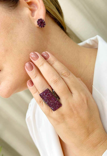 Anel Rebeca com pedras ametista